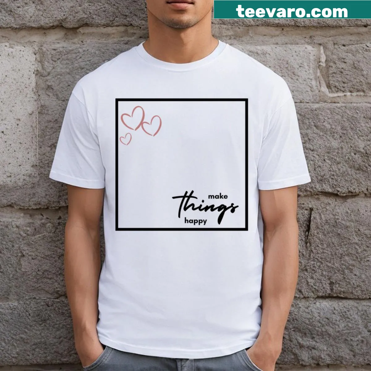 Happy hearts graphic design on T-shirt — on a men's t-shirt