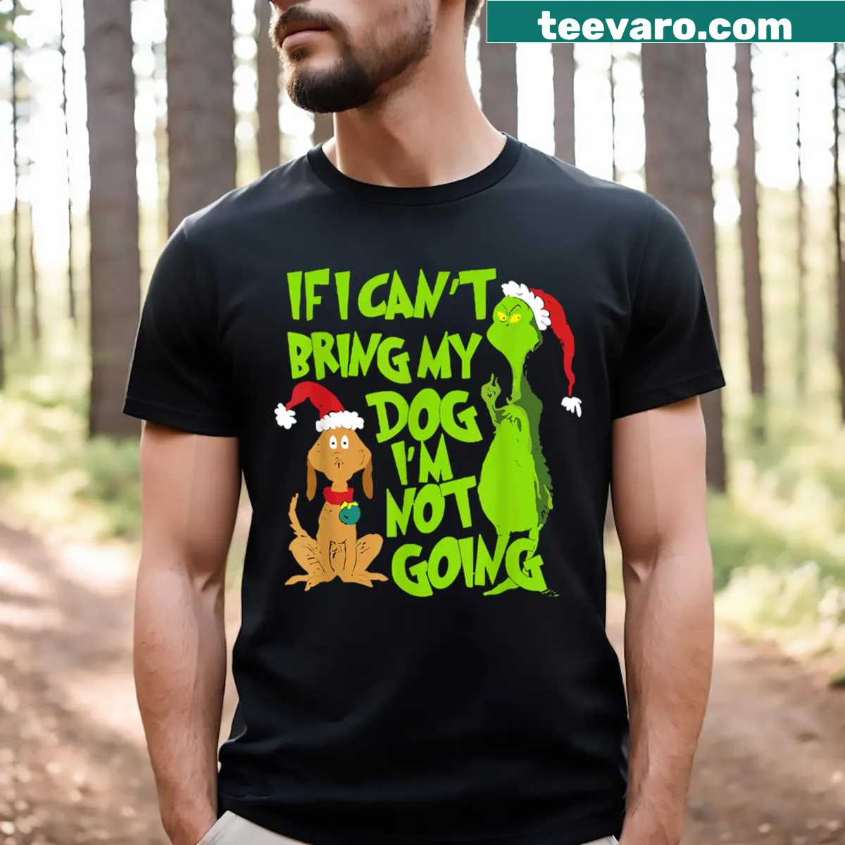 Funny Grinch Christmas t-shirt for dog lovers — on a men's t-shirt