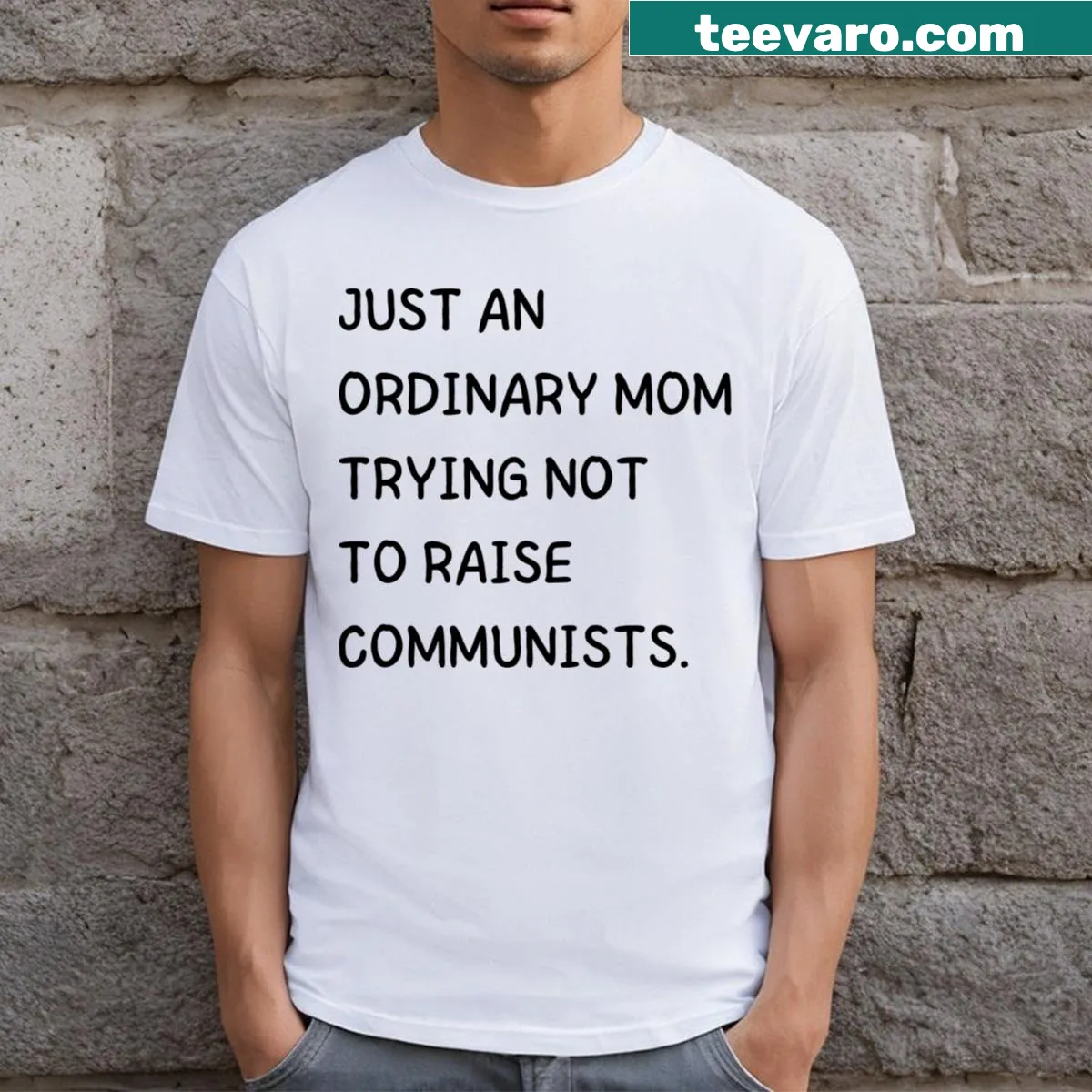 Funny T-shirt for moms with the message about raising kids — on a men's t-shirt