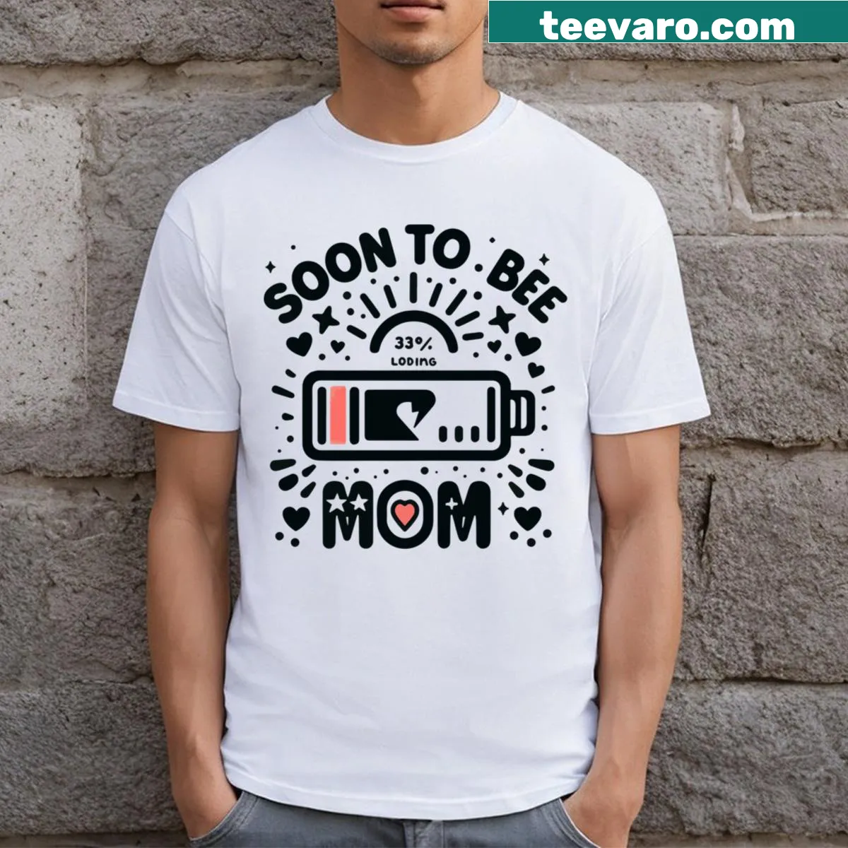 Vintage-inspired T-shirt for soon-to-be moms with humorous text — on a men's t-shirt