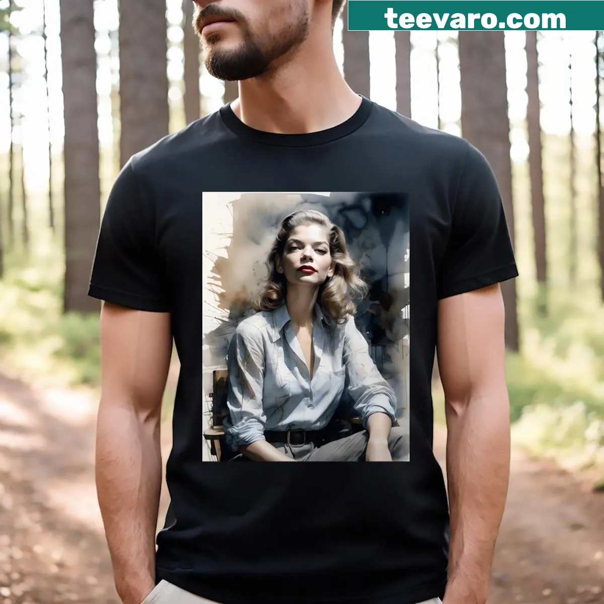 Stylish t-shirt celebrating iconic movie stars — on a men's t-shirt