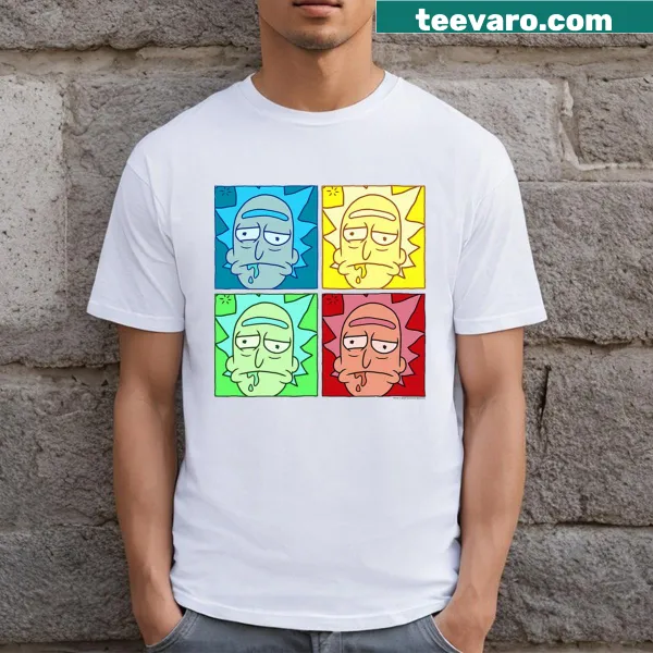 Pop art cartoon movie-themed T-shirt with colorful illustrations