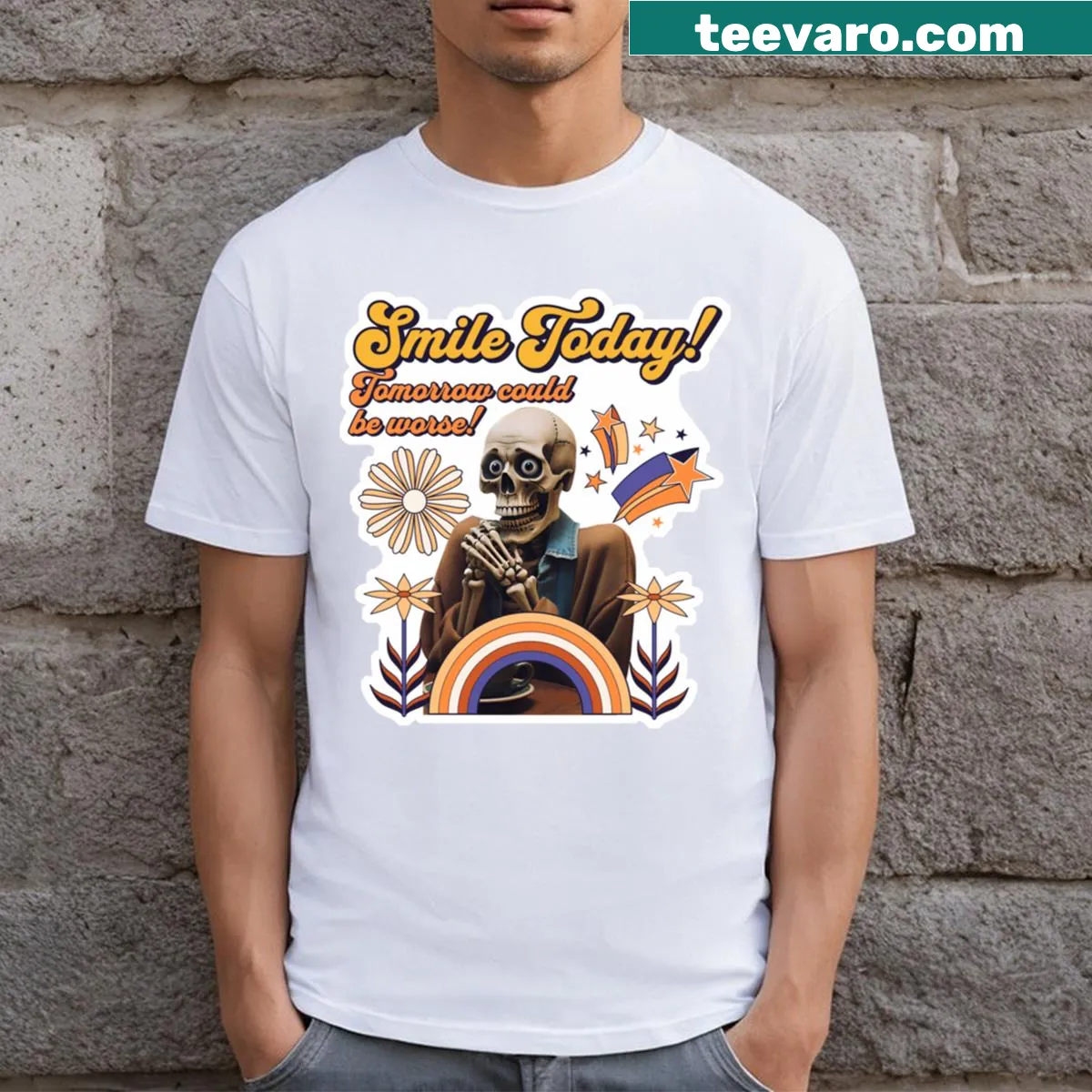 Inspirational text graphic on a t-shirt — on a men's t-shirt