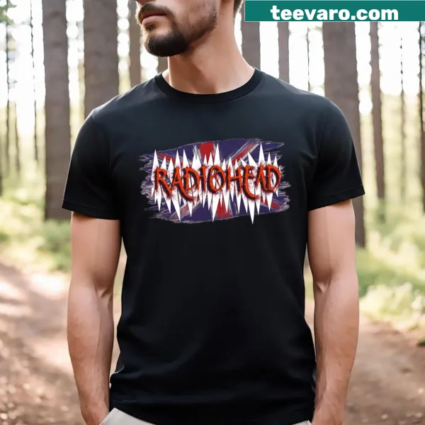 T-shirt featuring a dynamic graphic of spikes and waves inspired by Radiohead