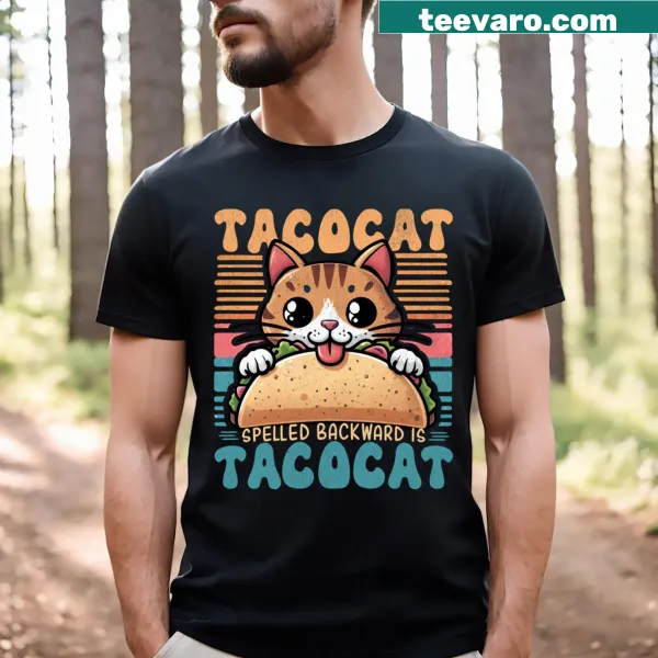 Retro taco cat design with a cartoon quote