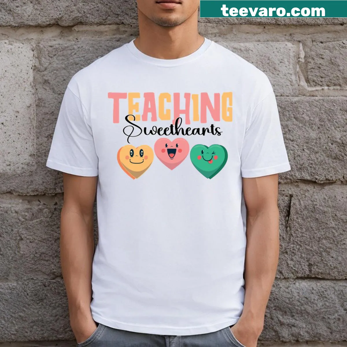 Funny Valentine's Day t-shirt for teachers with playful design — on a men's t-shirt
