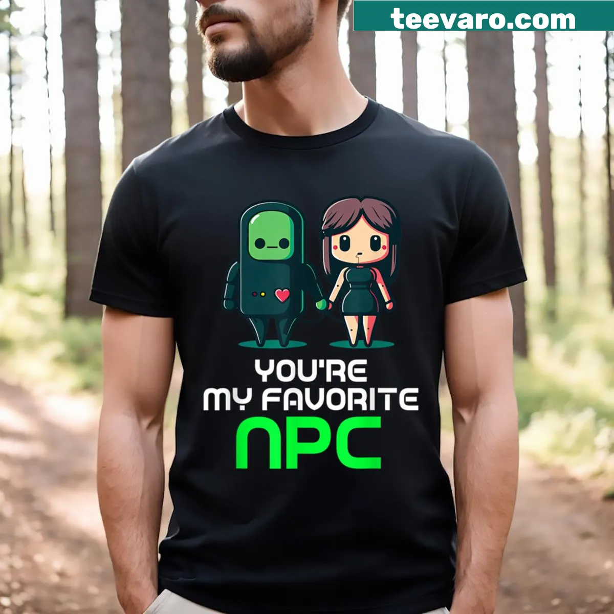 Funny Valentine's Day gamer t-shirt with NPC graphic — on a men's t-shirt