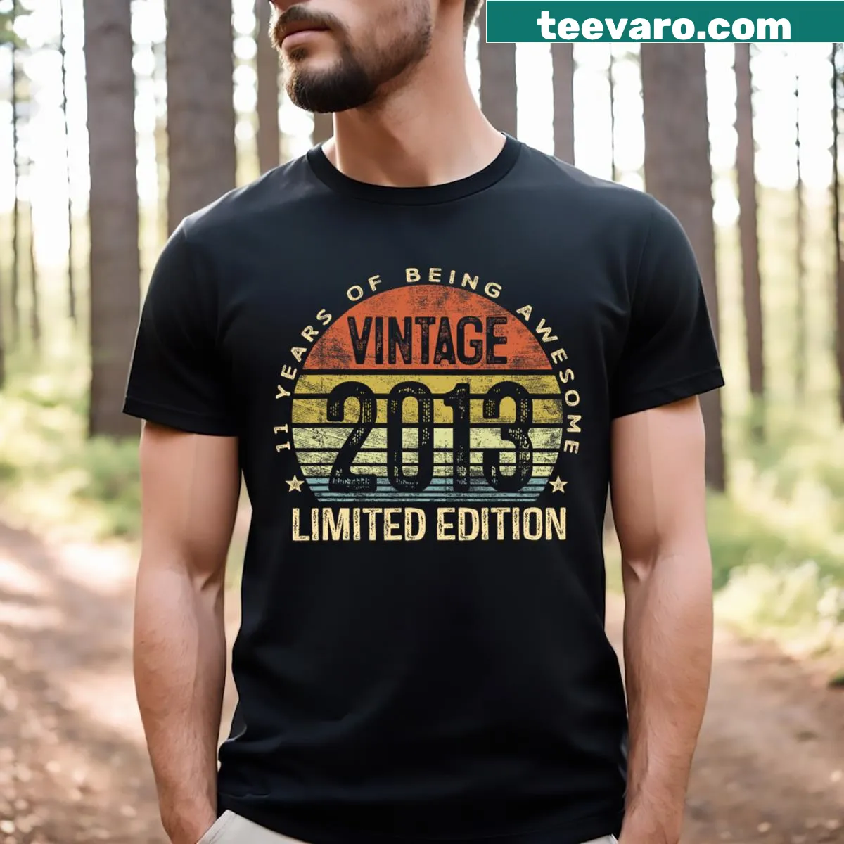 Vintage-style 11th birthday t-shirt with 'Limited Edition 2013' text — on a men's t-shirt