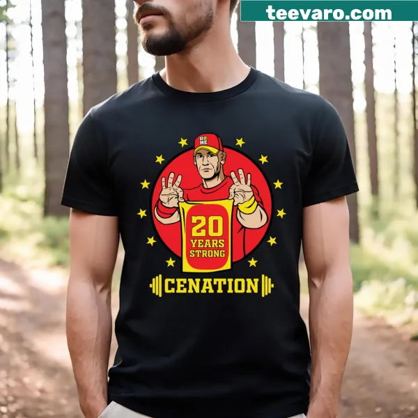 Commemorative T-shirt design celebrating 20 years strong