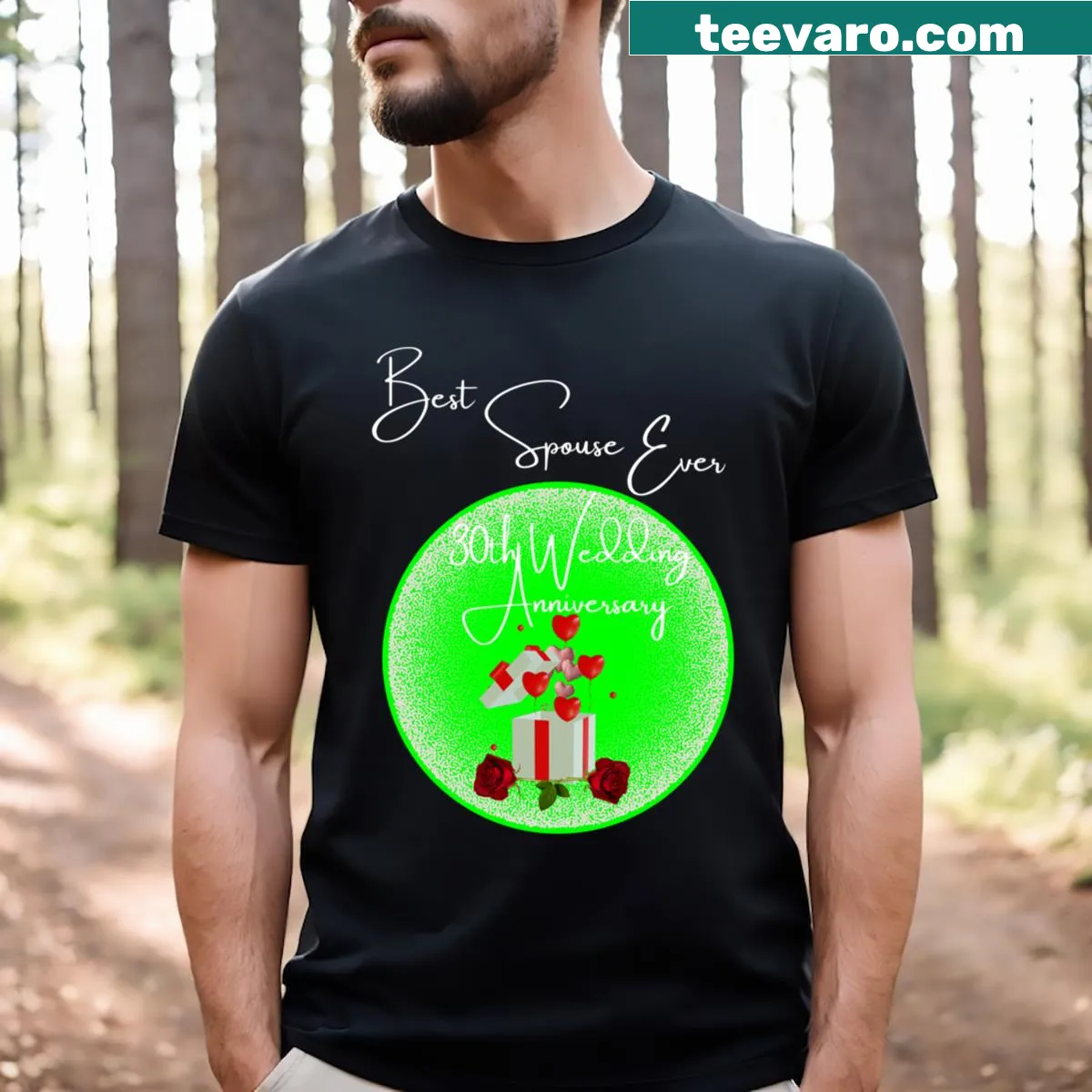 Graphic tee with 'Best Spouse Ever' text for 30th anniversary — on a men's t-shirt