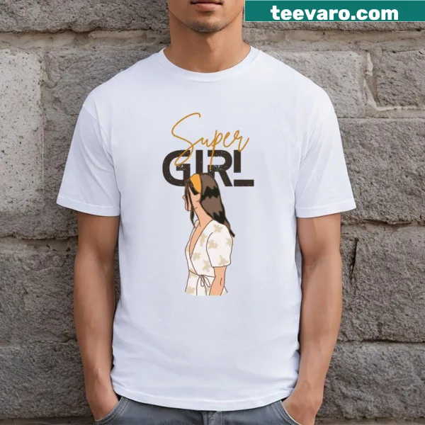 Minimalist illustration of a super girl on a T-shirt