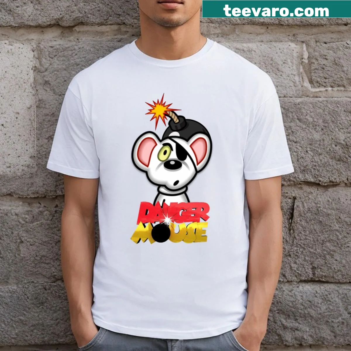 Classic Danger Mouse graphic on a T-shirt — on a men's t-shirt
