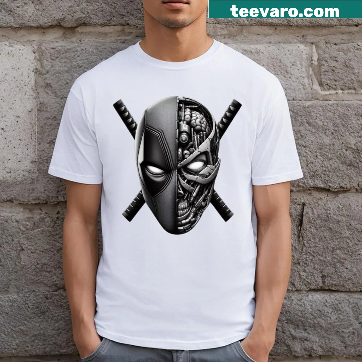 Deadpool X-ray graphic design on a classic T-shirt — on a men's t-shirt