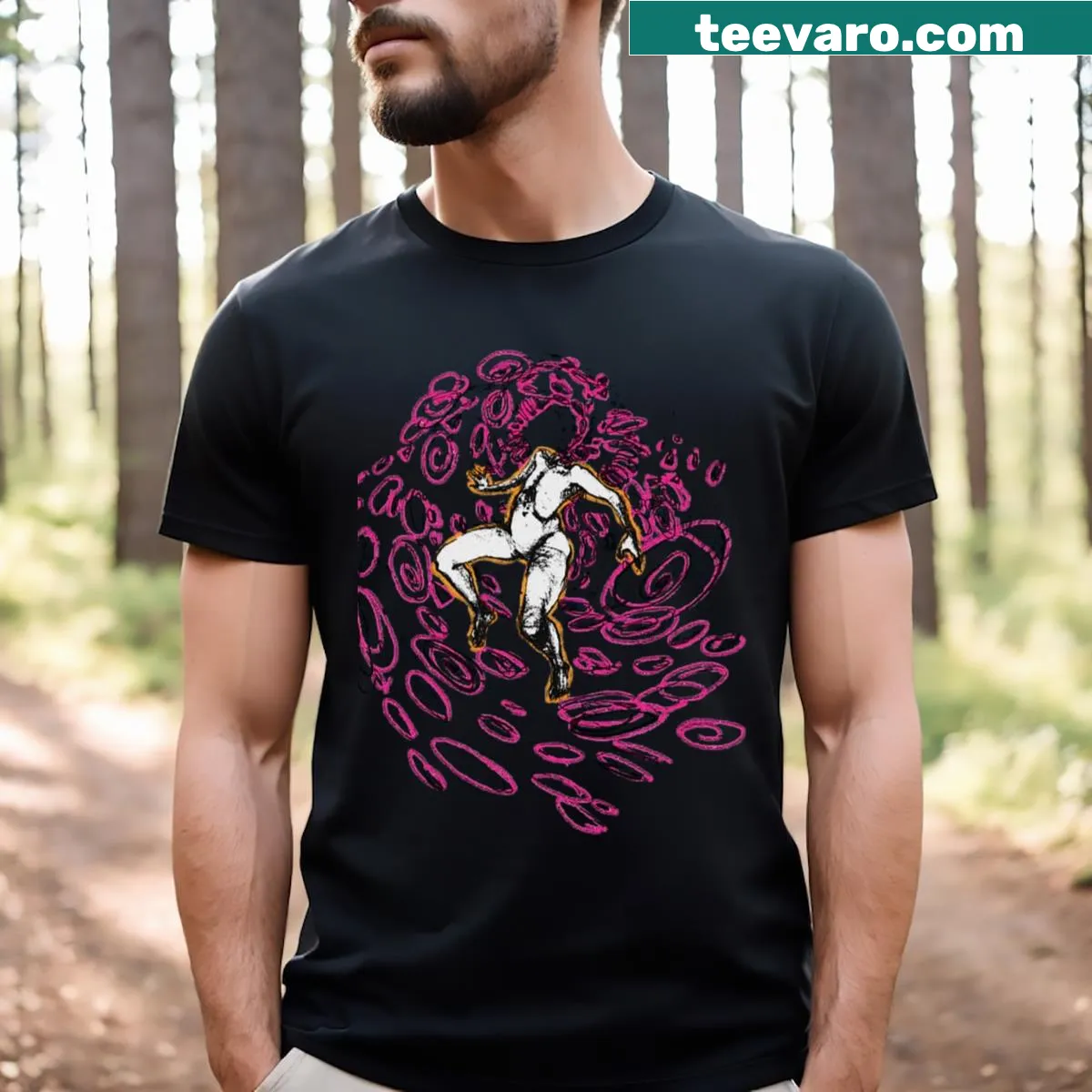 Celestial design featuring planets and stars on a t-shirt. — on a men's t-shirt