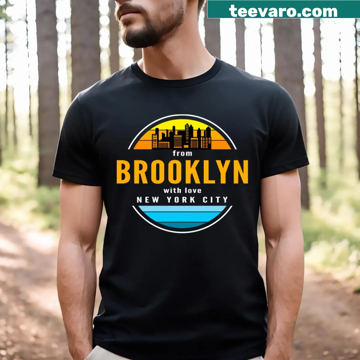 Typography design celebrating Brooklyn on a T-shirt — on a men's t-shirt