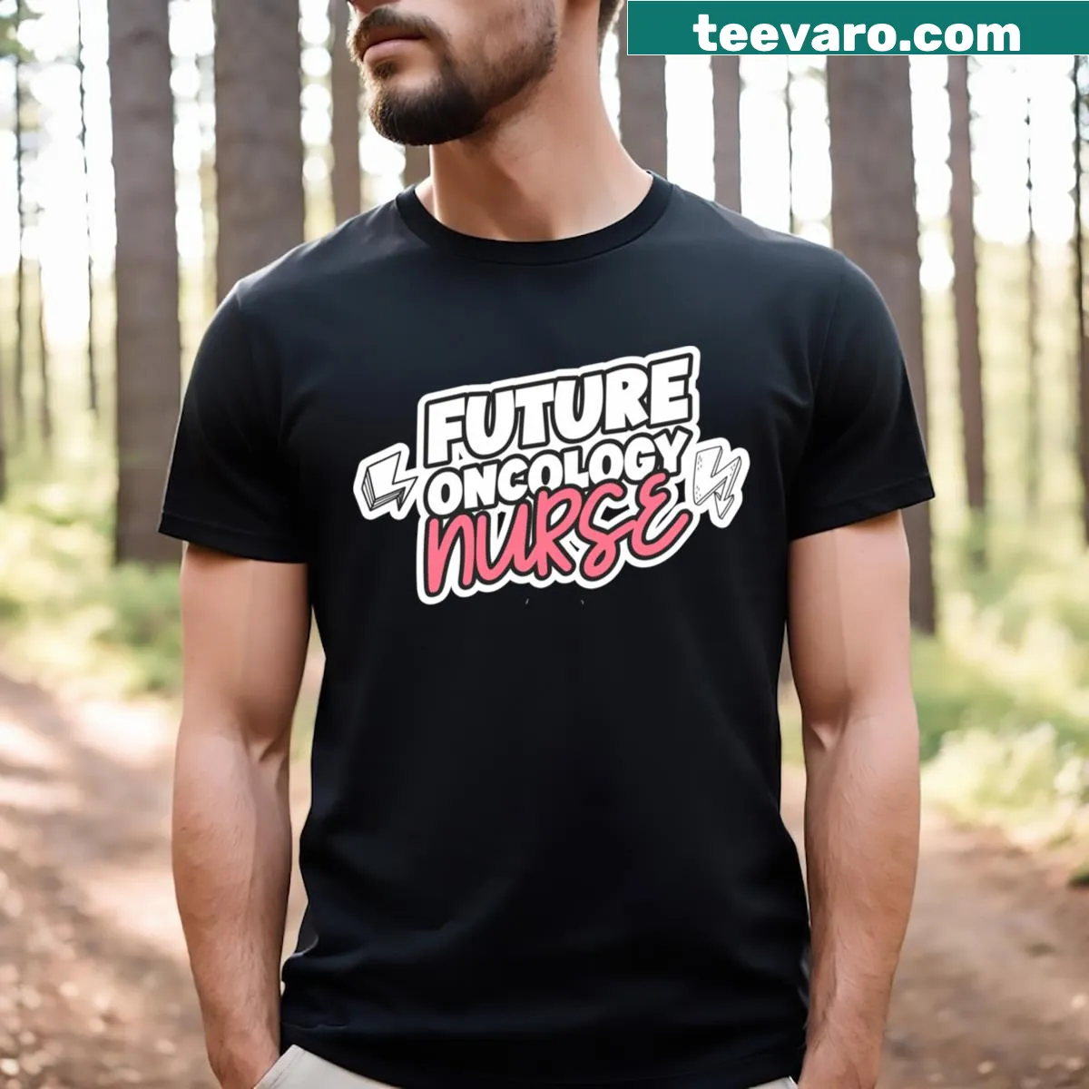 Funny future oncology nurse graphic t-shirt — on a men's t-shirt