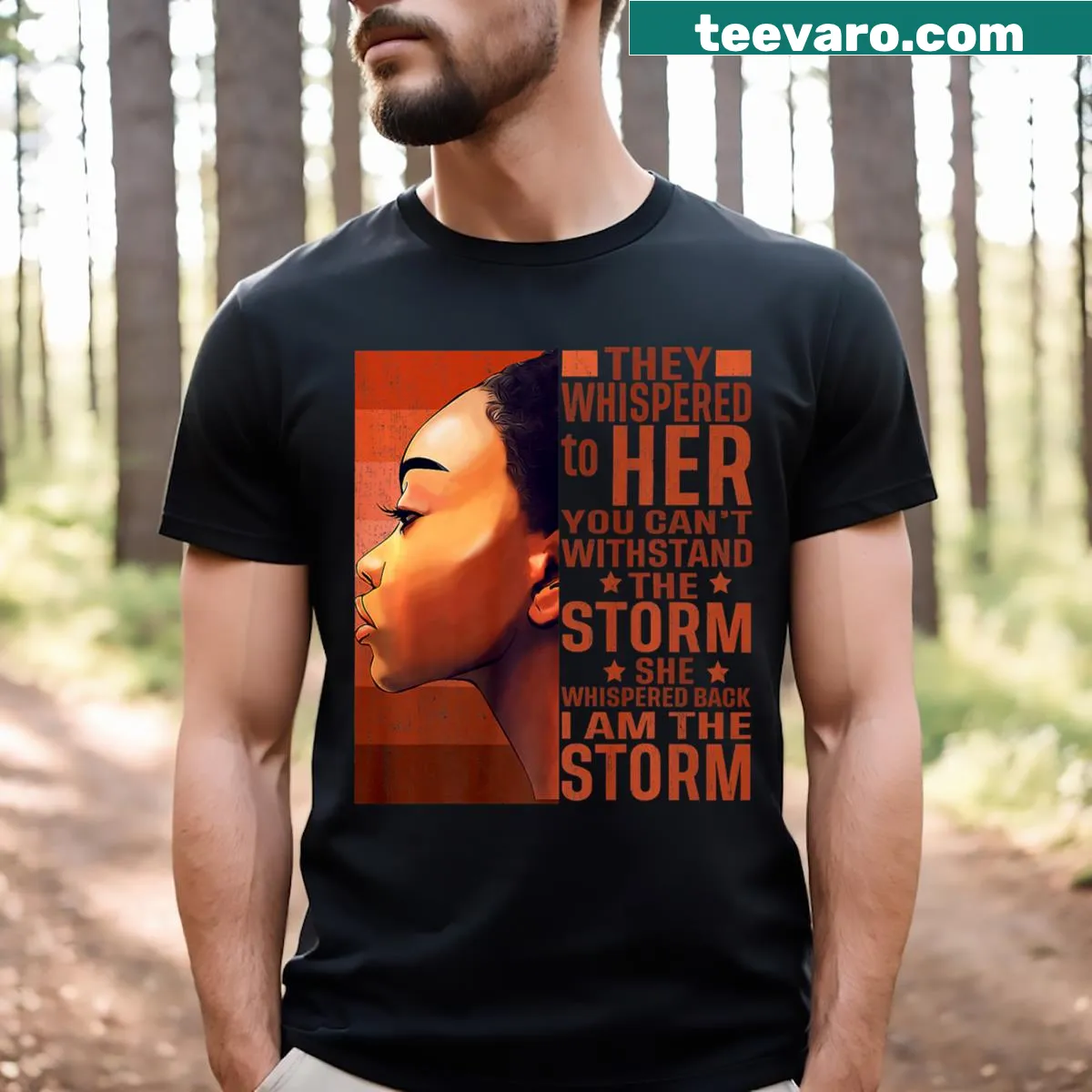 Empowering Afro graphic on a Black History T-shirt — on a men's t-shirt