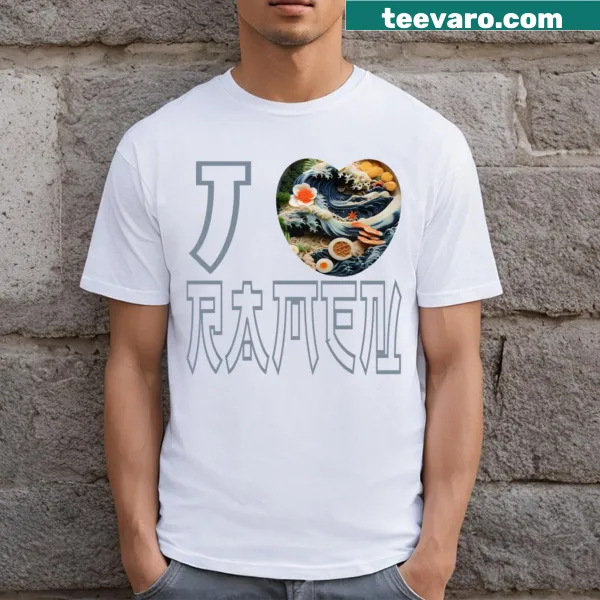 T-shirt featuring playful 'I Love Ramen' text