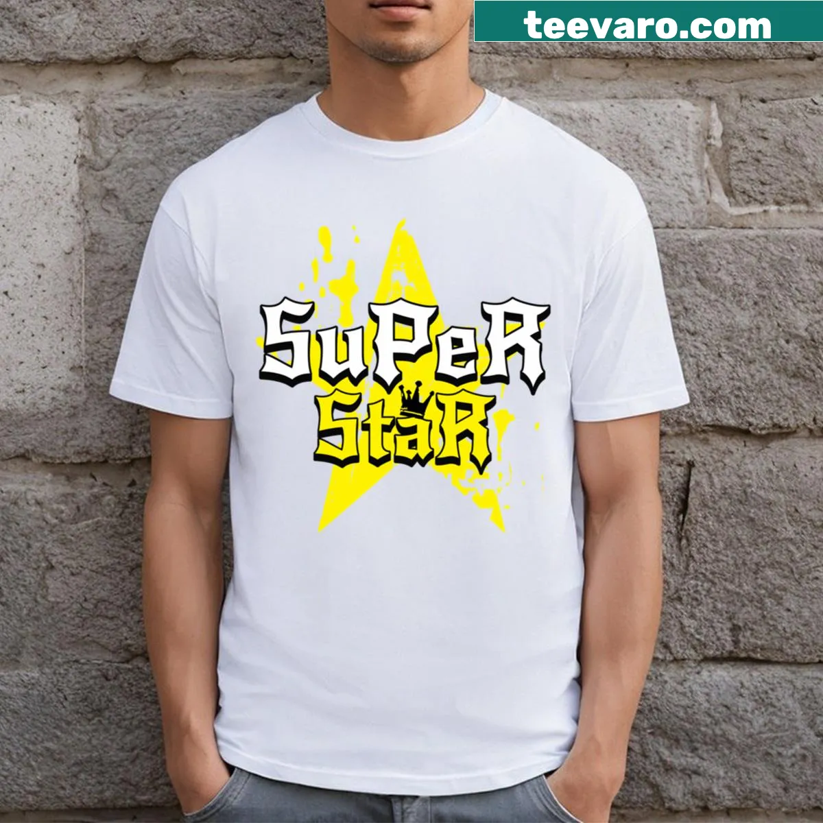 Shirt with bold text saying 'I'm A Superstar' — on a men's t-shirt