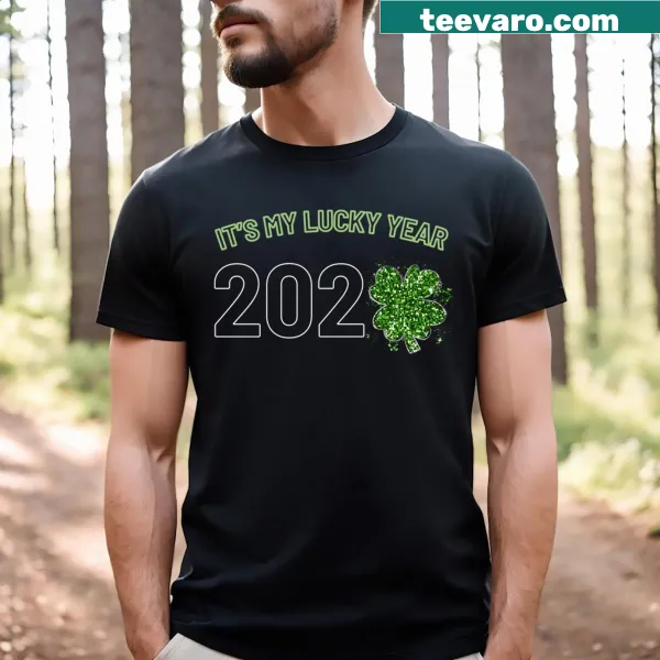 Cheerful t-shirt with a four-leaf clover design for 2024