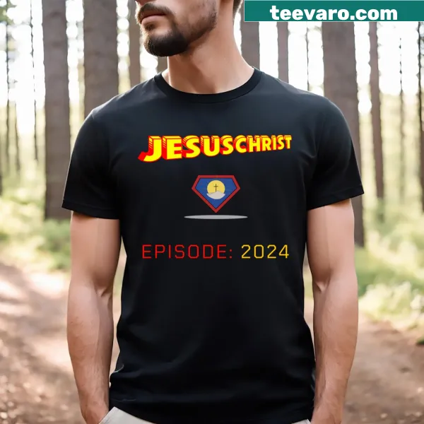 T-shirt featuring Jesus depicted as a superhero for a fun take on faith