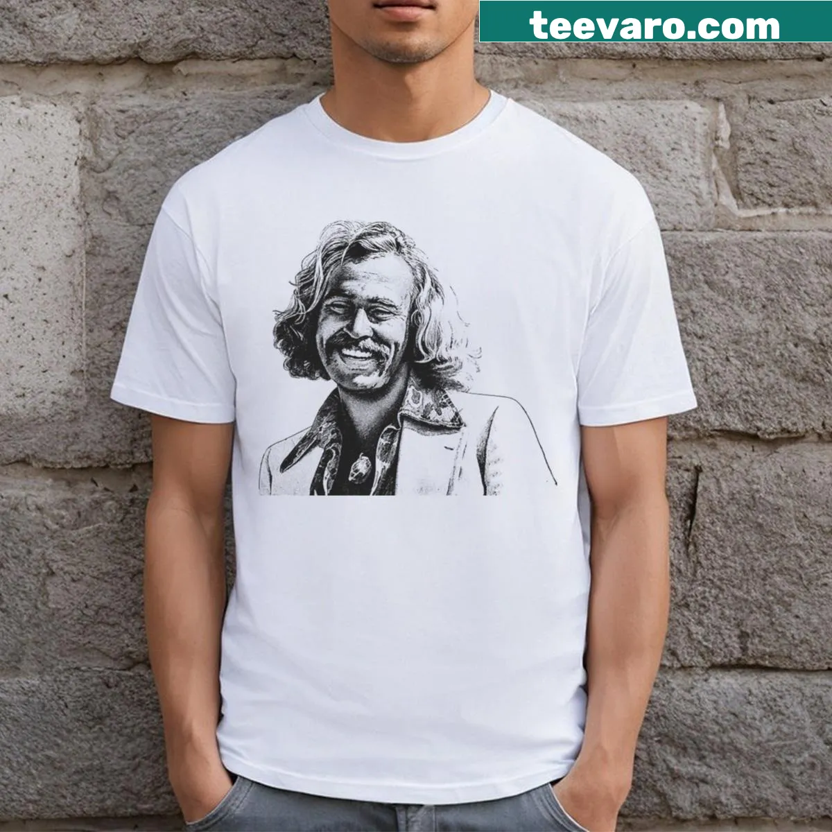 Retro style T-shirt honoring Jimmy Buffett — on a men's t-shirt