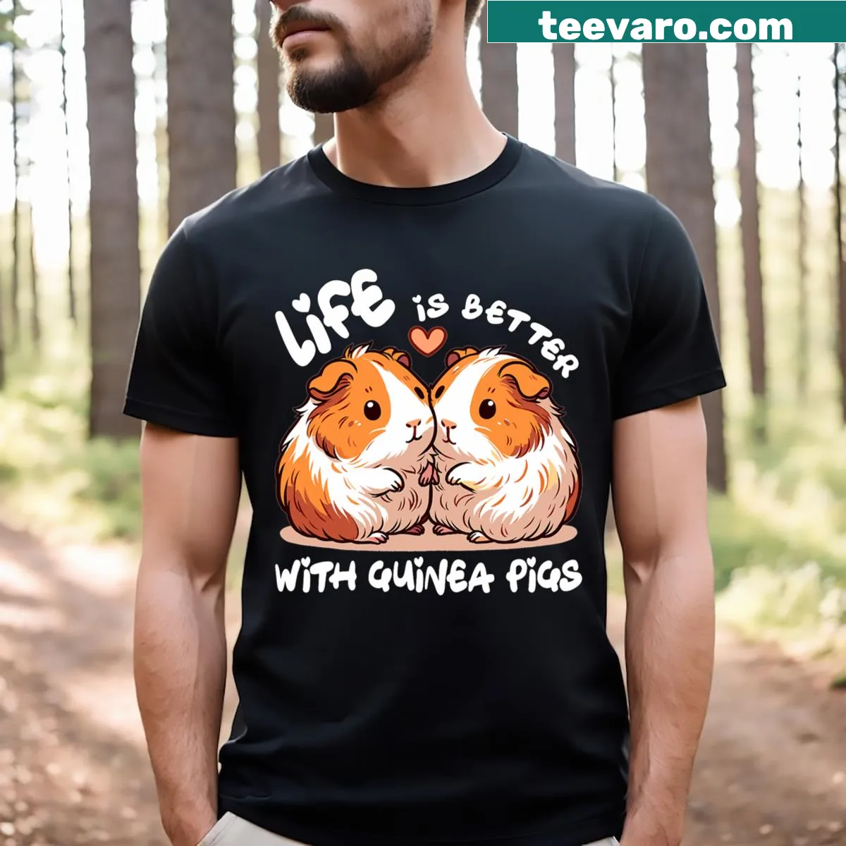 Charming Life Is Better With Guinea Pigs graphic t-shirt — on a men's t-shirt
