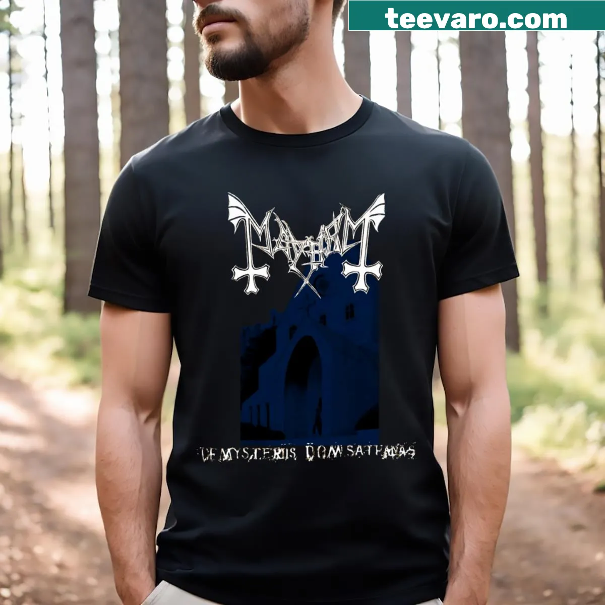 Fantasy-themed T-shirt with illustrations from Mayhem and Toaru Majutsu — on a men's t-shirt