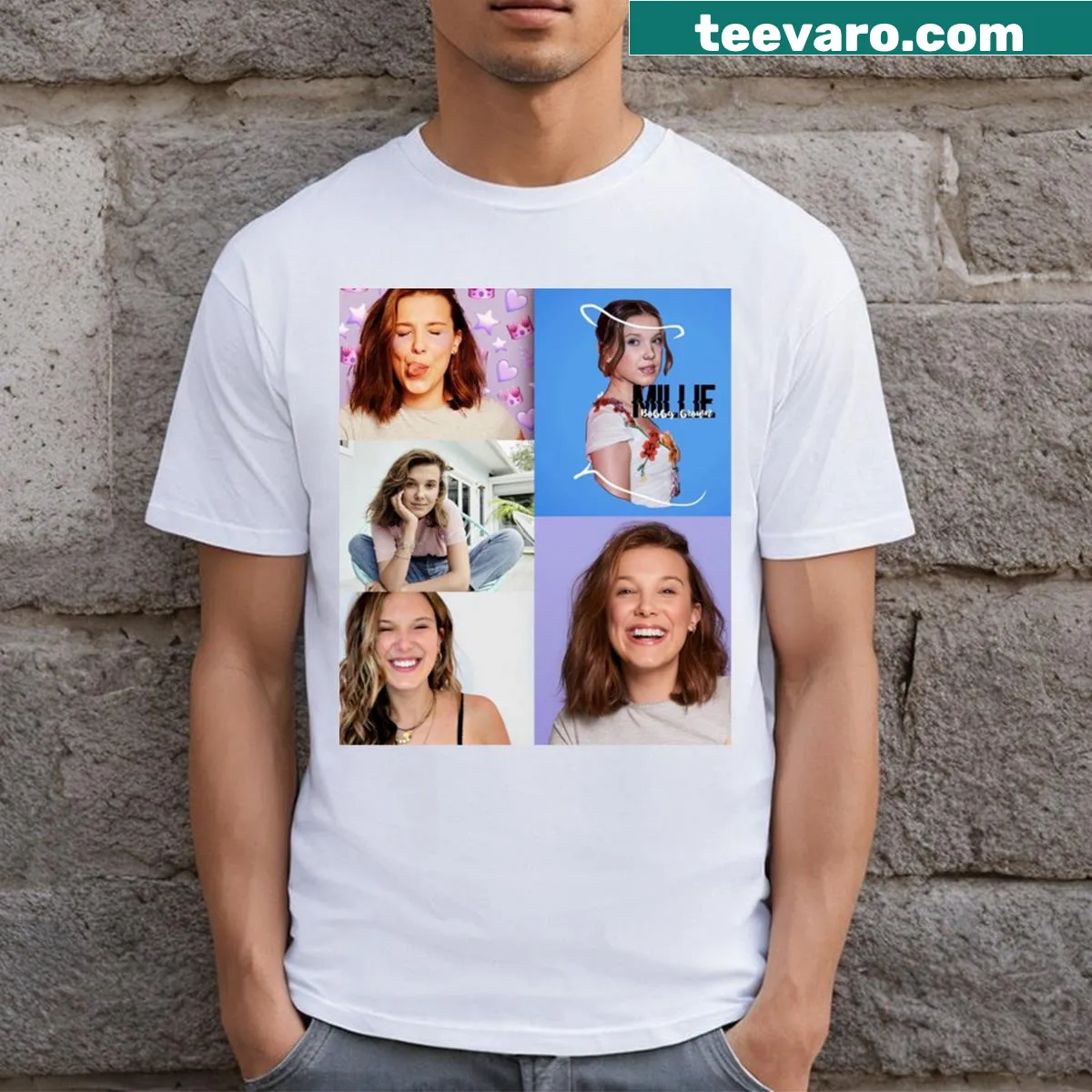 Classic T-shirt featuring Millie Bobby Brown design for fans — on a men's t-shirt