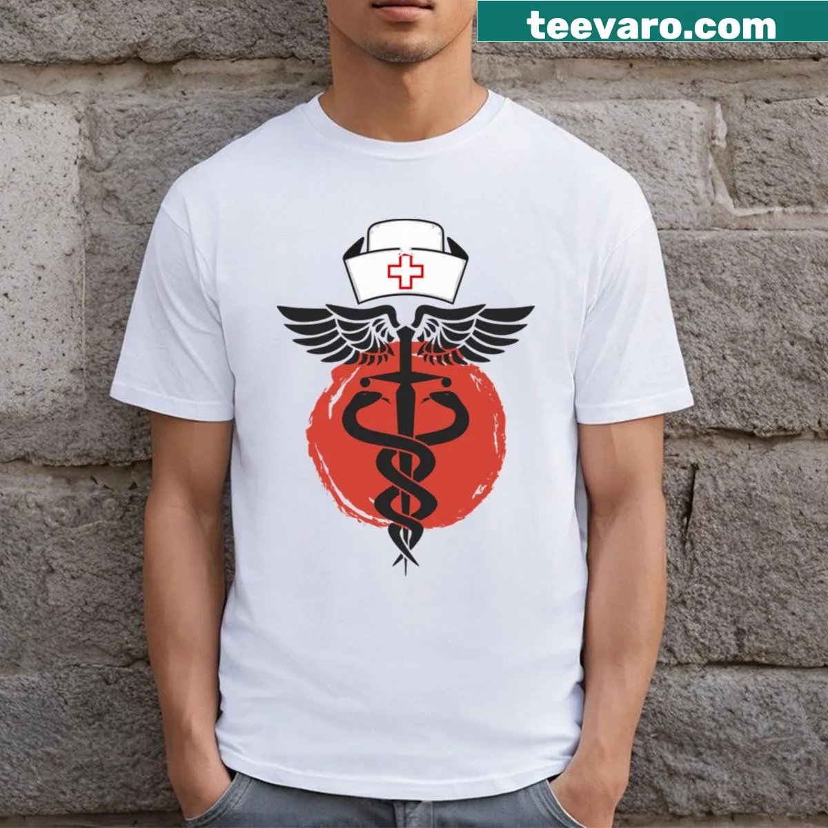 Typography 'Murse' graphic on a T-shirt for male nurses — on a men's t-shirt