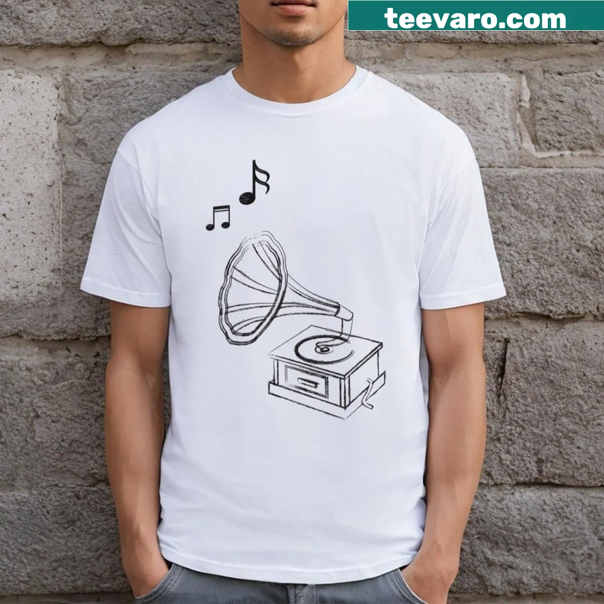 Typographic design celebrating the essence of music — on a men's t-shirt