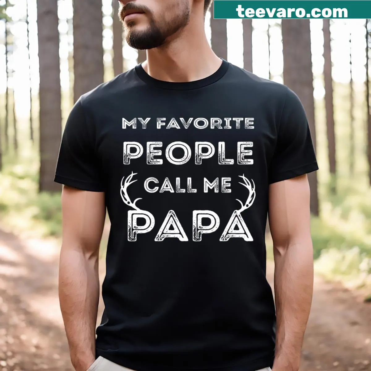 Typography Papa Family Love T-shirt celebrating fatherhood — on a men's t-shirt