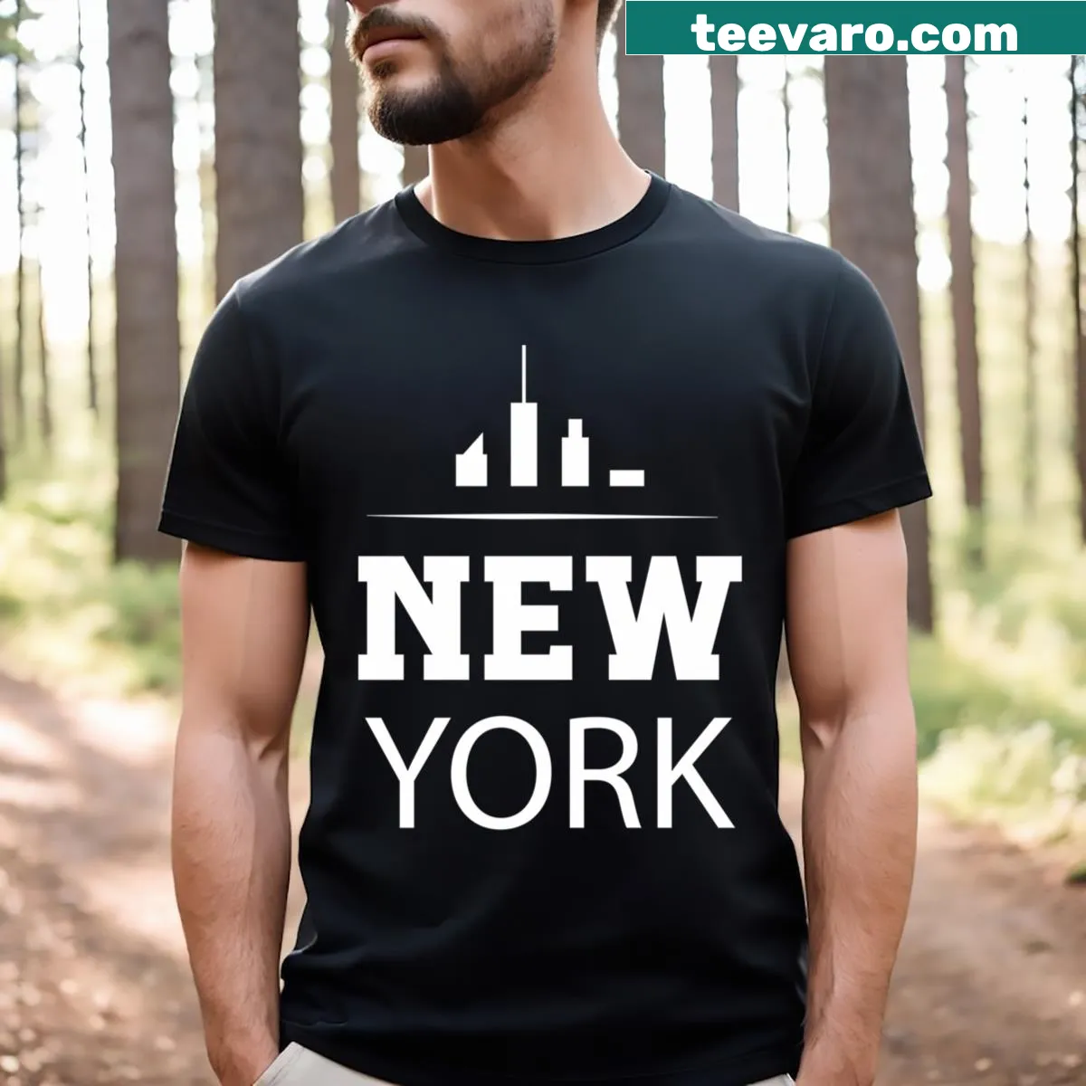 Illustrated New York City sign design for travel enthusiasts — on a men's t-shirt