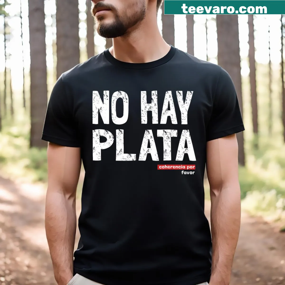 Bold typography shirt with libertarian message in Spanish — on a men's t-shirt