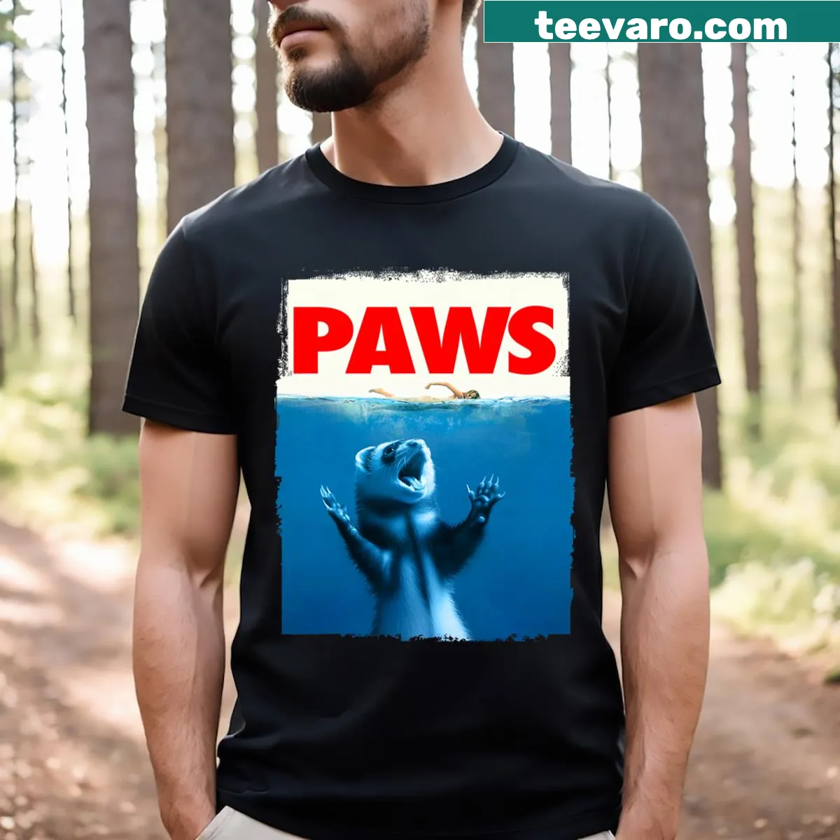 Funny ferret-themed t-shirt with cartoon ferrets for animal lovers — on a men's t-shirt