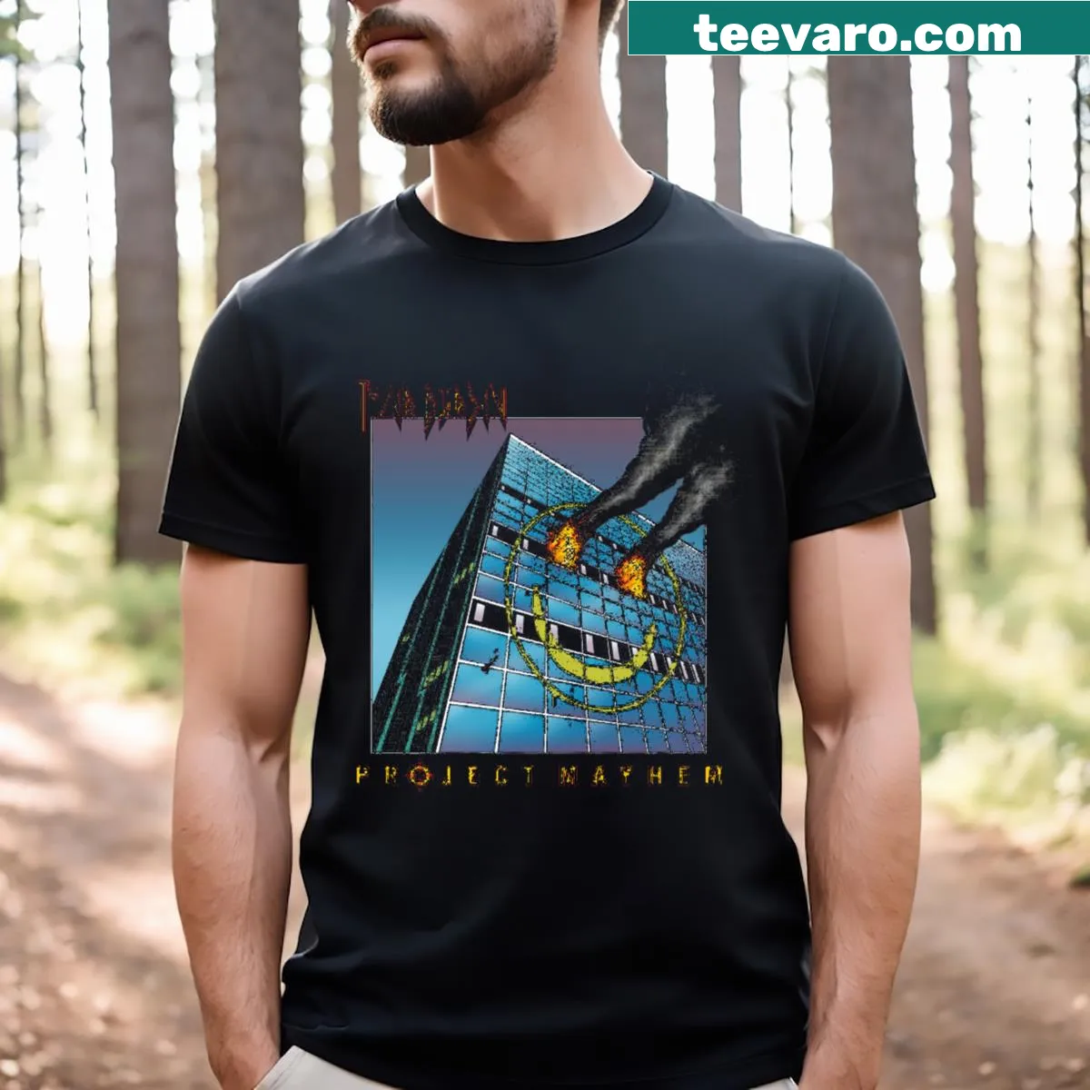 Typographic Project Mayhem t-shirt inspired by a cult classic — on a men's t-shirt