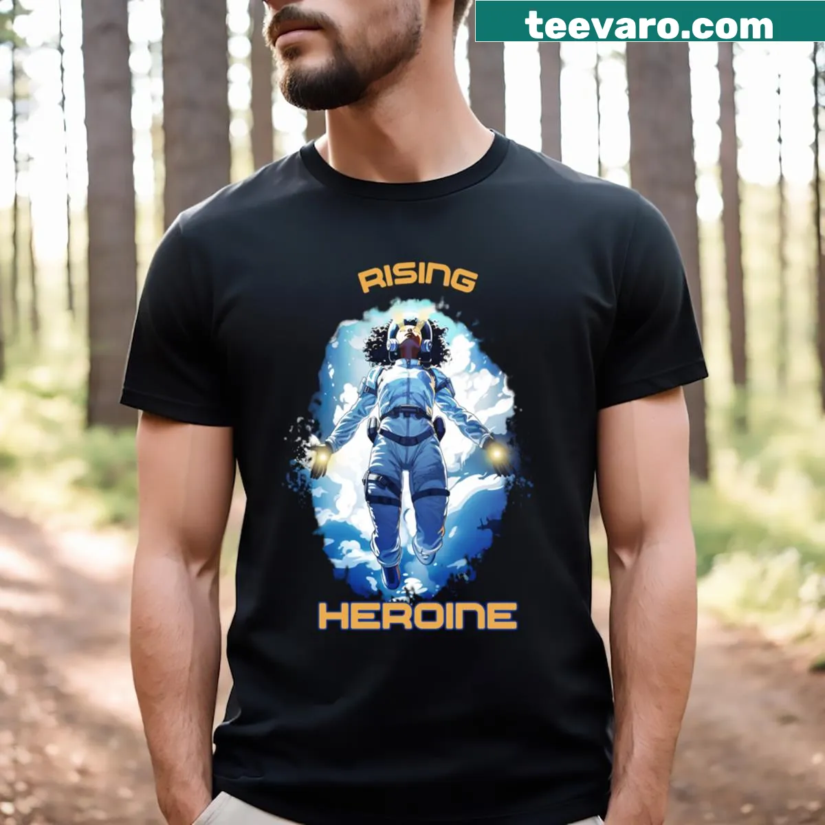 Silhouette T-shirt celebrating empowerment and female heroes — on a men's t-shirt