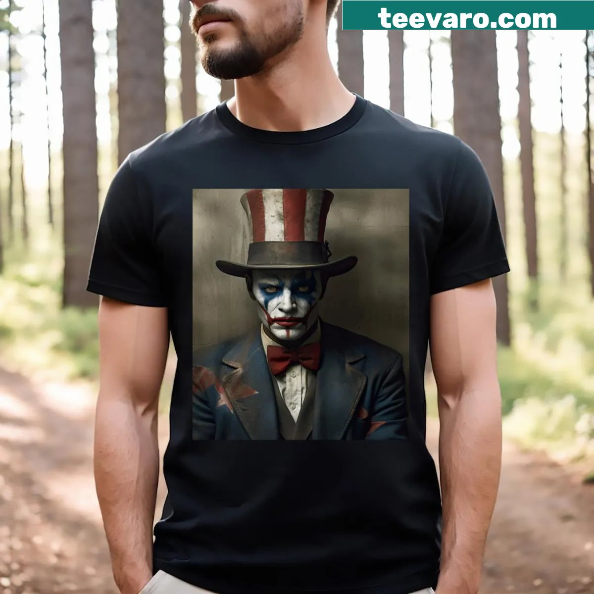 Illustration of Uncle Sam in a bold design on a T-shirt — on a men's t-shirt