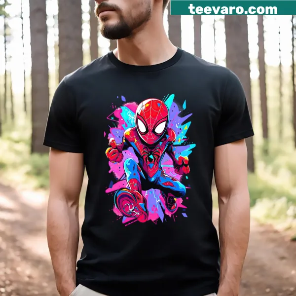 Cartoon T-shirt featuring a playful spider splashing in a fun design.
