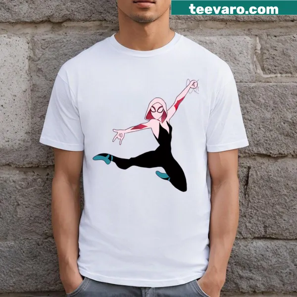 Cartoon design of Spidey Gwen on a classic T-shirt