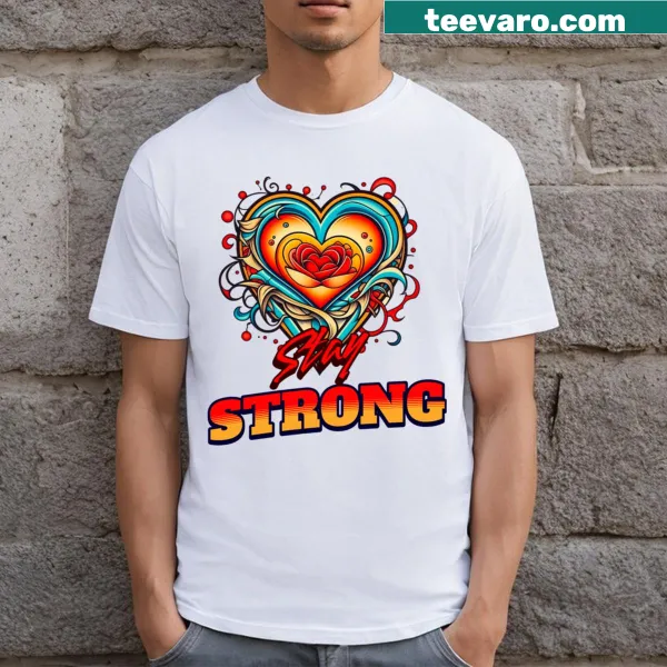 T-shirt with 'Stay Strong' and heart graphic for inspiration