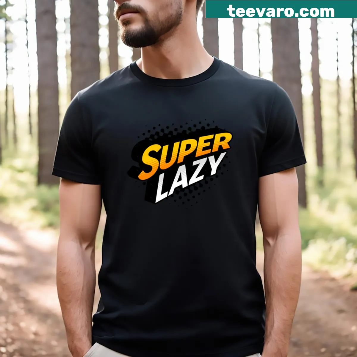 Sarcastic typography Super Lazy t-shirt design — on a men's t-shirt