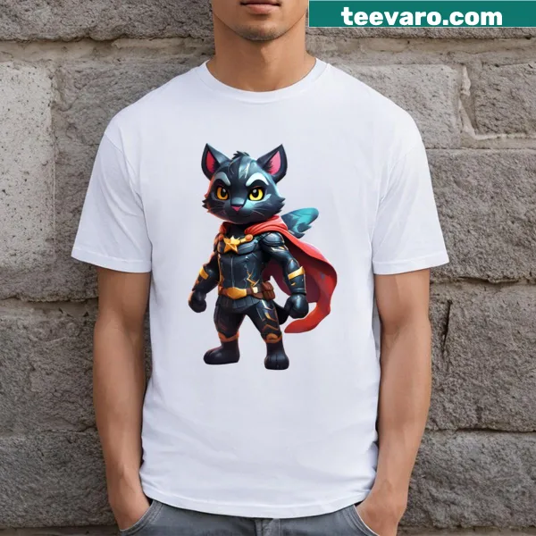 Cute black cat graphic T-shirt for cat lovers