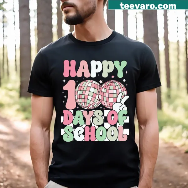 T-shirt celebrating the 100th day of school with fun graphics
