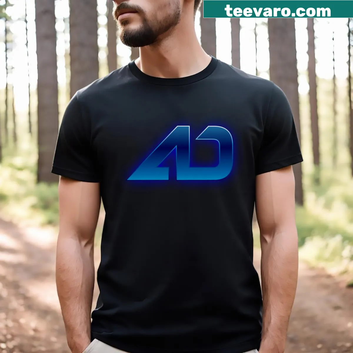 Minimalist t-shirt featuring an abstract logo design in clean lines — on a men's t-shirt