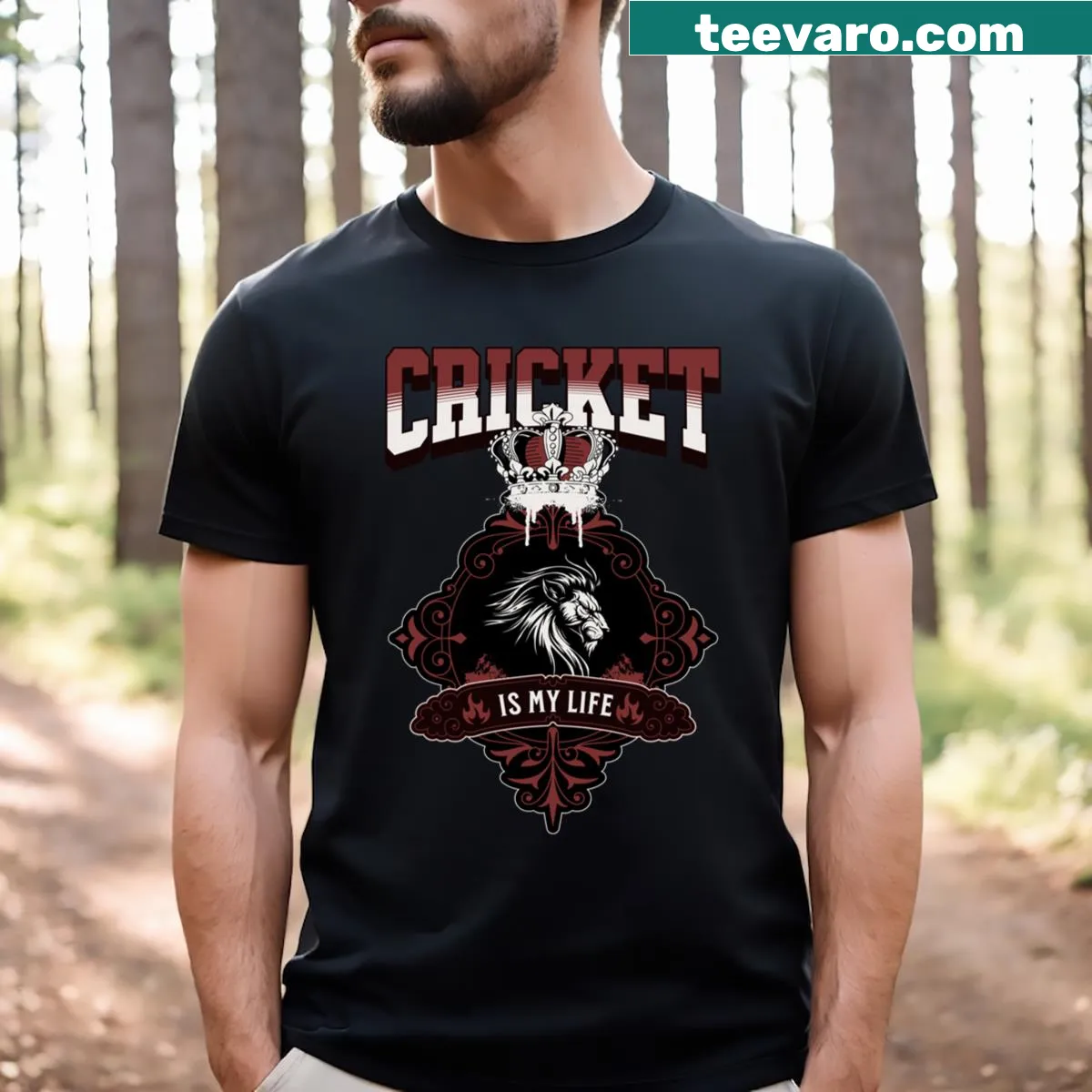 Minimalist cricket-themed T-shirt designed for sports enthusiasts — on a men's t-shirt