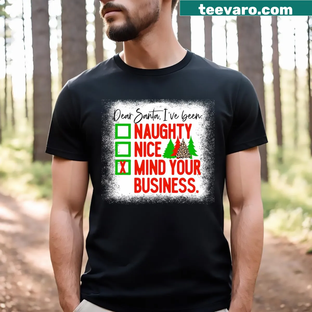 Sarcastic holiday T-shirt with humorous Santa message — on a men's t-shirt