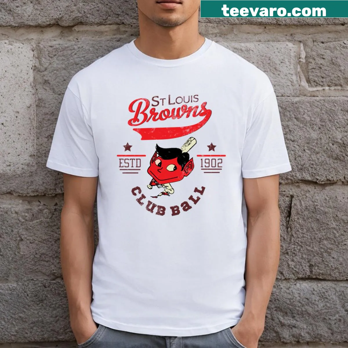 Vintage T-shirt honoring the defunct St. Louis Browns baseball team — on a men's t-shirt