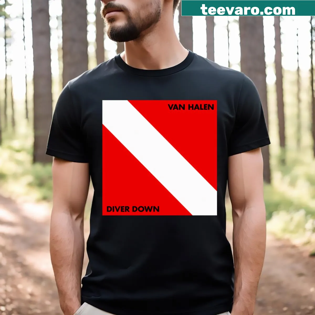 Artistic T-shirt celebrating diving and marine exploration. — on a men's t-shirt