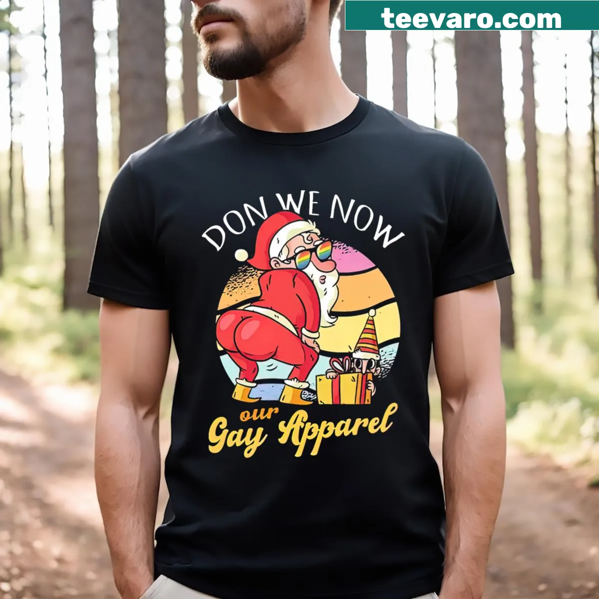 Funny LGBTQ+ Christmas themed T-shirt illustration — on a men's t-shirt